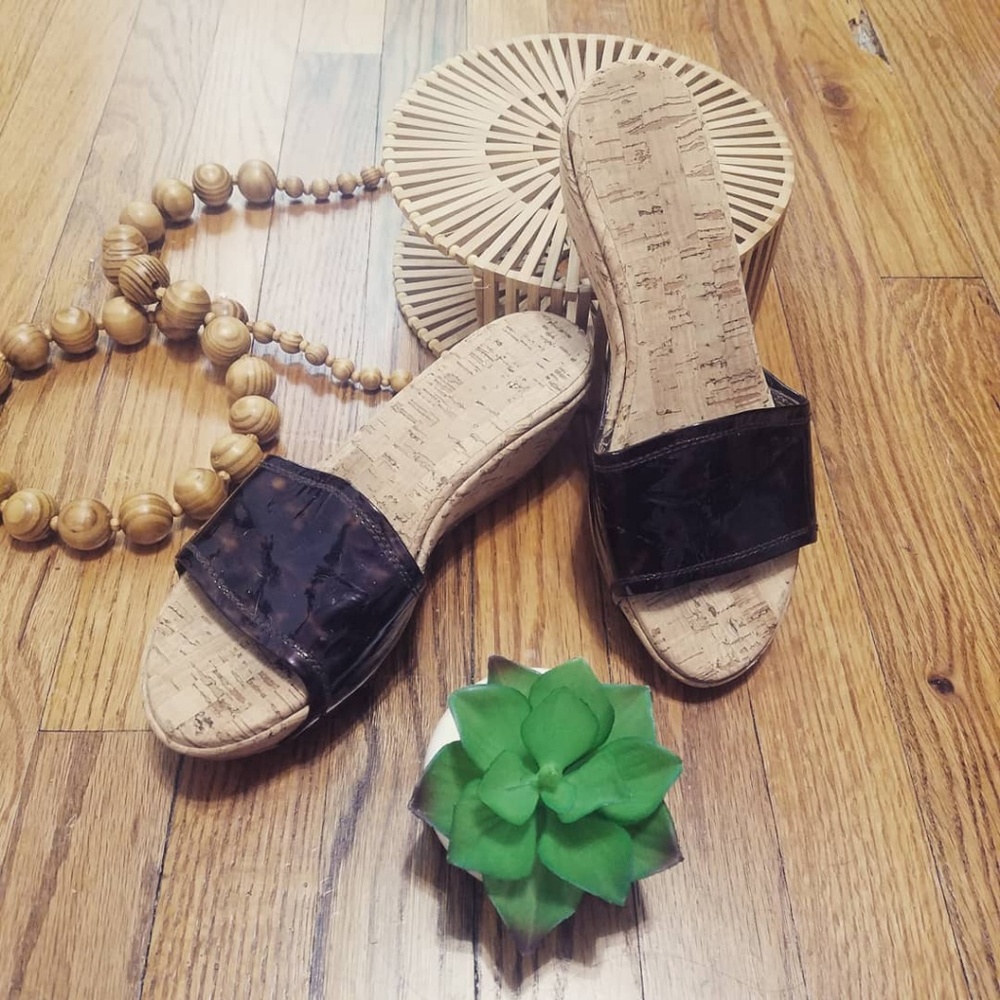 Stuart Weitzman Cork Wedge Slides